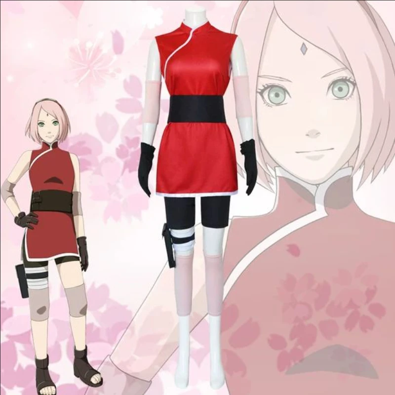 Anime Cosplay Ninja - Kompletny zestaw kostiumu ninja Sakura Haruno