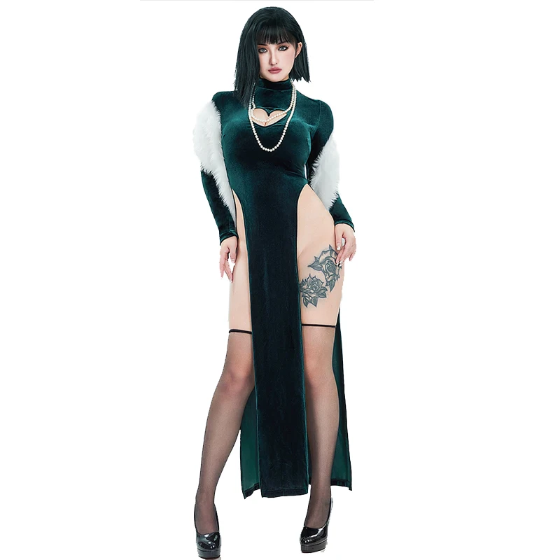 Anime Cosplay One Punch Man - Seksowna aksamitna futrzana peleryna z naszyjnikiem,