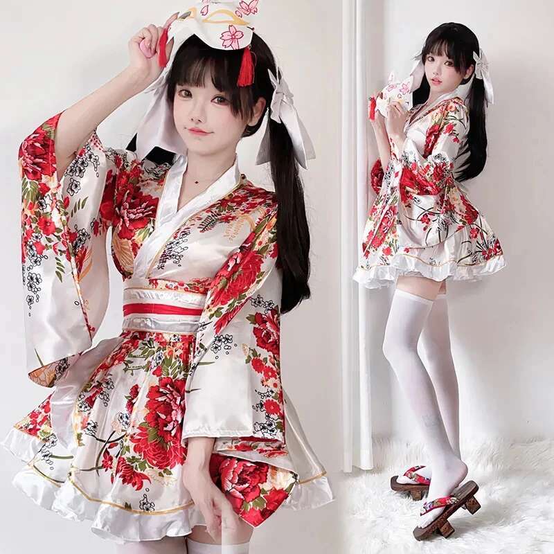 Anime Cosplay Japanese Girl - Japoński modyfikowany strój kimono dla kobiet,