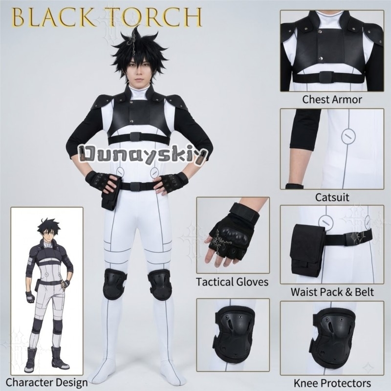 Anime Cosplay Ninja - Czarna kurtka bojowa Jiro Azuma, kostium